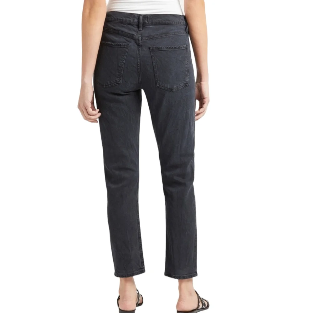 Agolde Black Mid Rise Toni in Montage Stretch Jeans